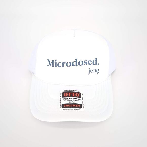 Microdosed. jeng White Otto World Famous Foam Front Trucker Hat Baseball Cap NEW - Picture 1 of 12